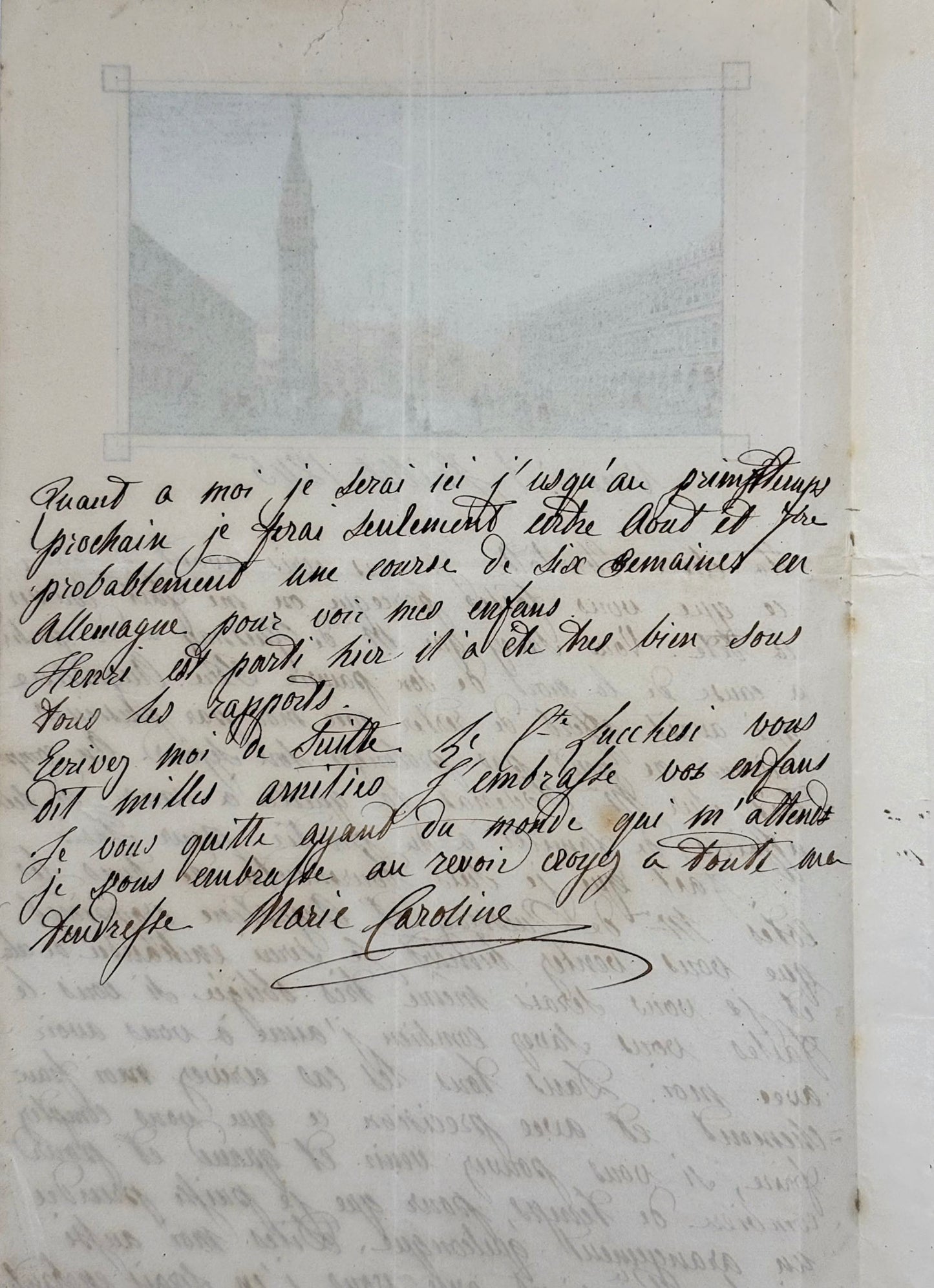 Lettre autographe signée, Duchesse de Berry à la princesse de Lucinge