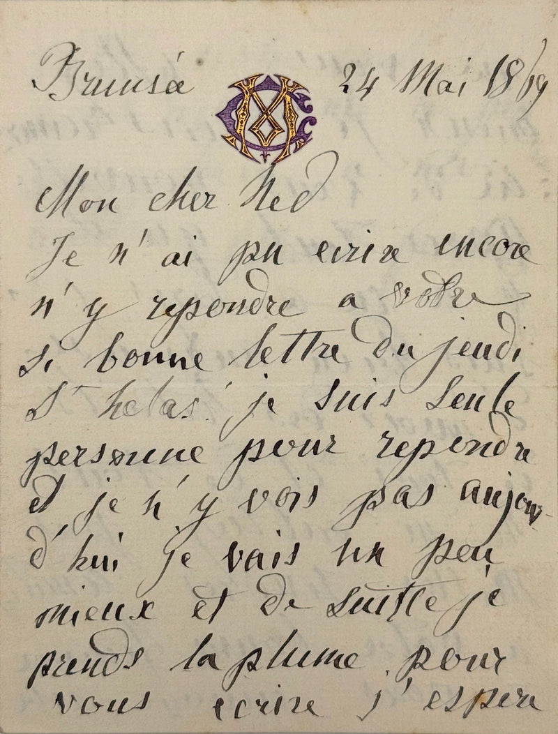 Lettre autographe signée, Duchesse de Berry à son cher Ned