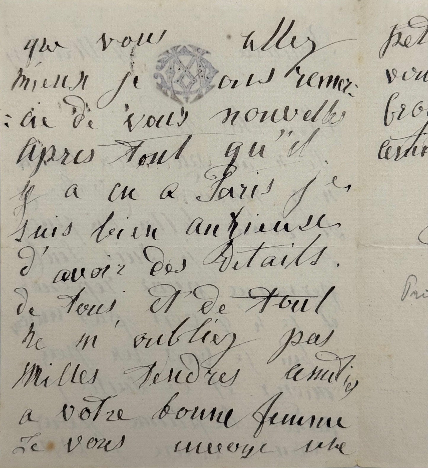 Autograph letter signed, Duchess of Berry to her dear Ned