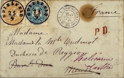 Autograph letter signed, Duchess of Berry to Eugénie de Coucy, Duchess of Reggio