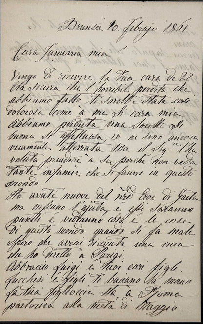 6 autograph letters signed from the Duchess of Berry to Dona Januaria of Braganza