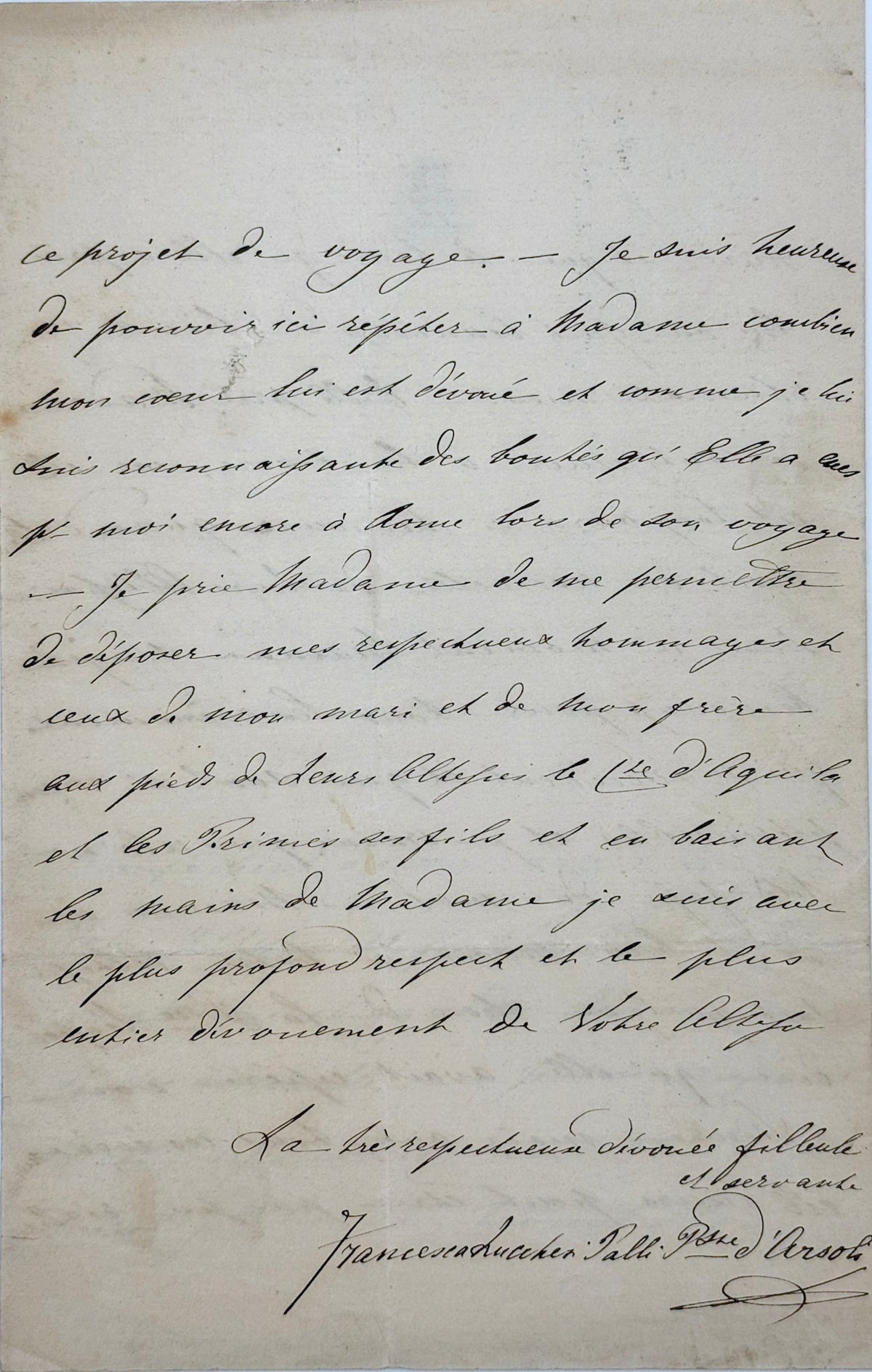 6 autograph letters signed from the Duchess of Berry to Dona Januaria of Braganza