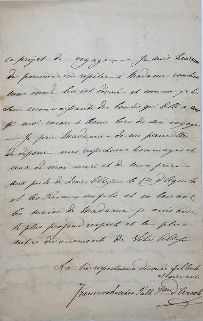 6 autograph letters signed from the Duchess of Berry to Dona Januaria of Braganza