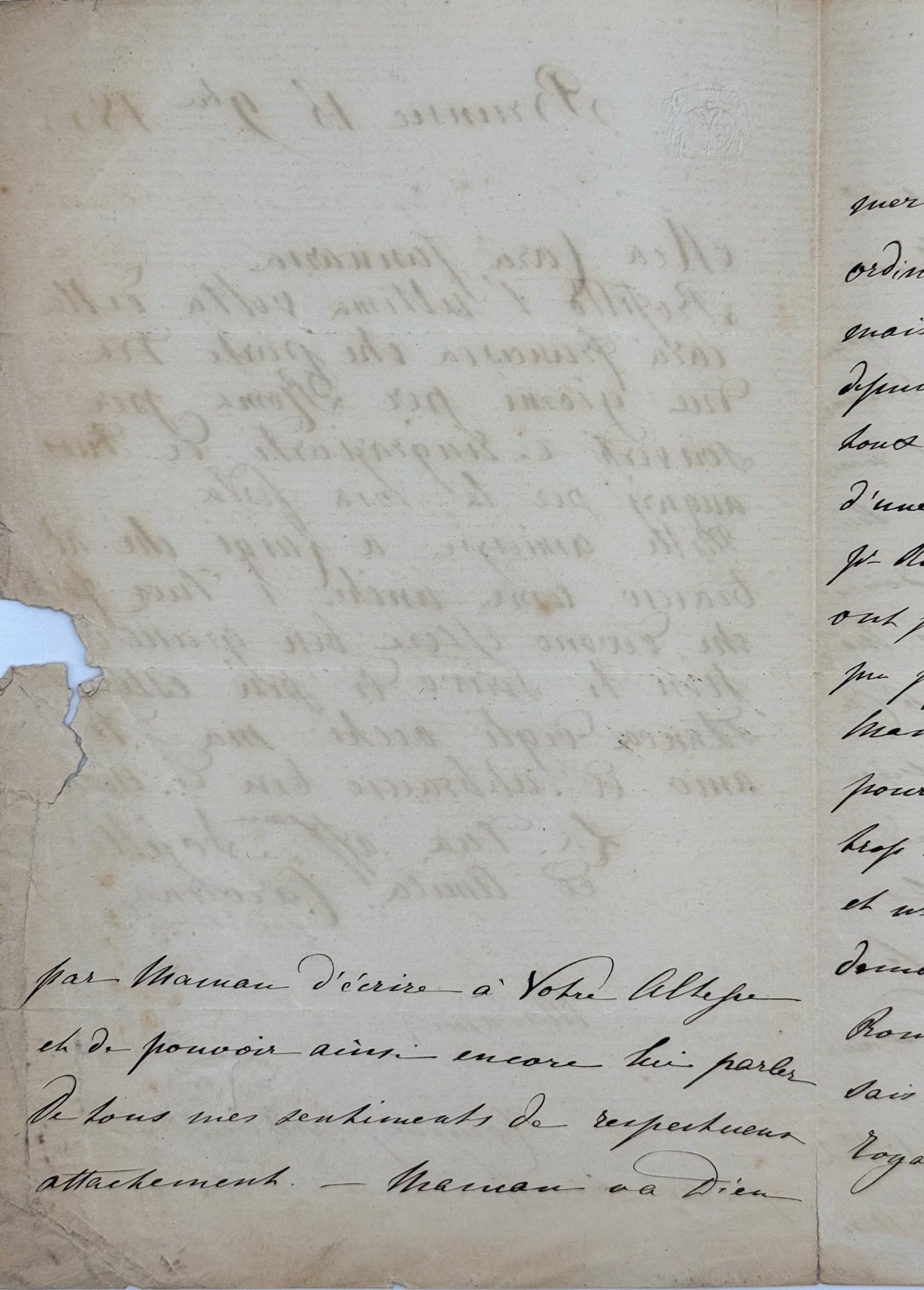 6 autograph letters signed from the Duchess of Berry to Dona Januaria of Braganza