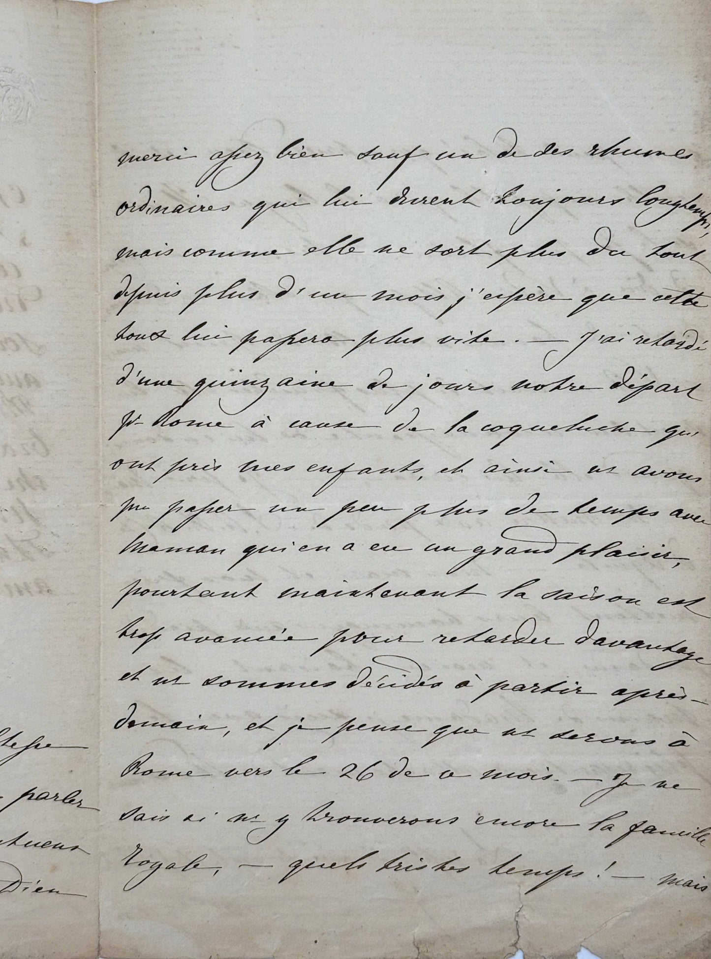 6 autograph letters signed from the Duchess of Berry to Dona Januaria of Braganza