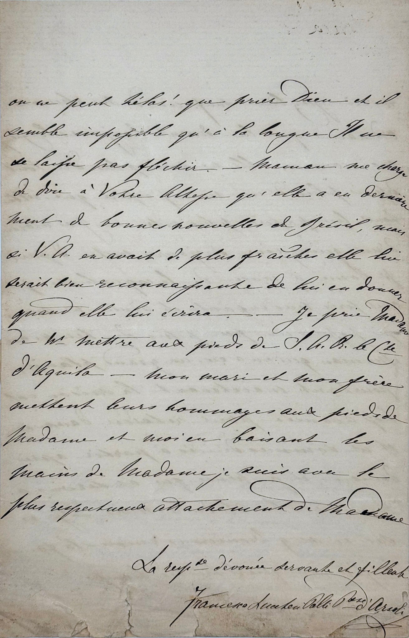 6 autograph letters signed from the Duchess of Berry to Dona Januaria of Braganza