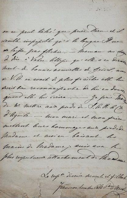 6 autograph letters signed from the Duchess of Berry to Dona Januaria of Braganza