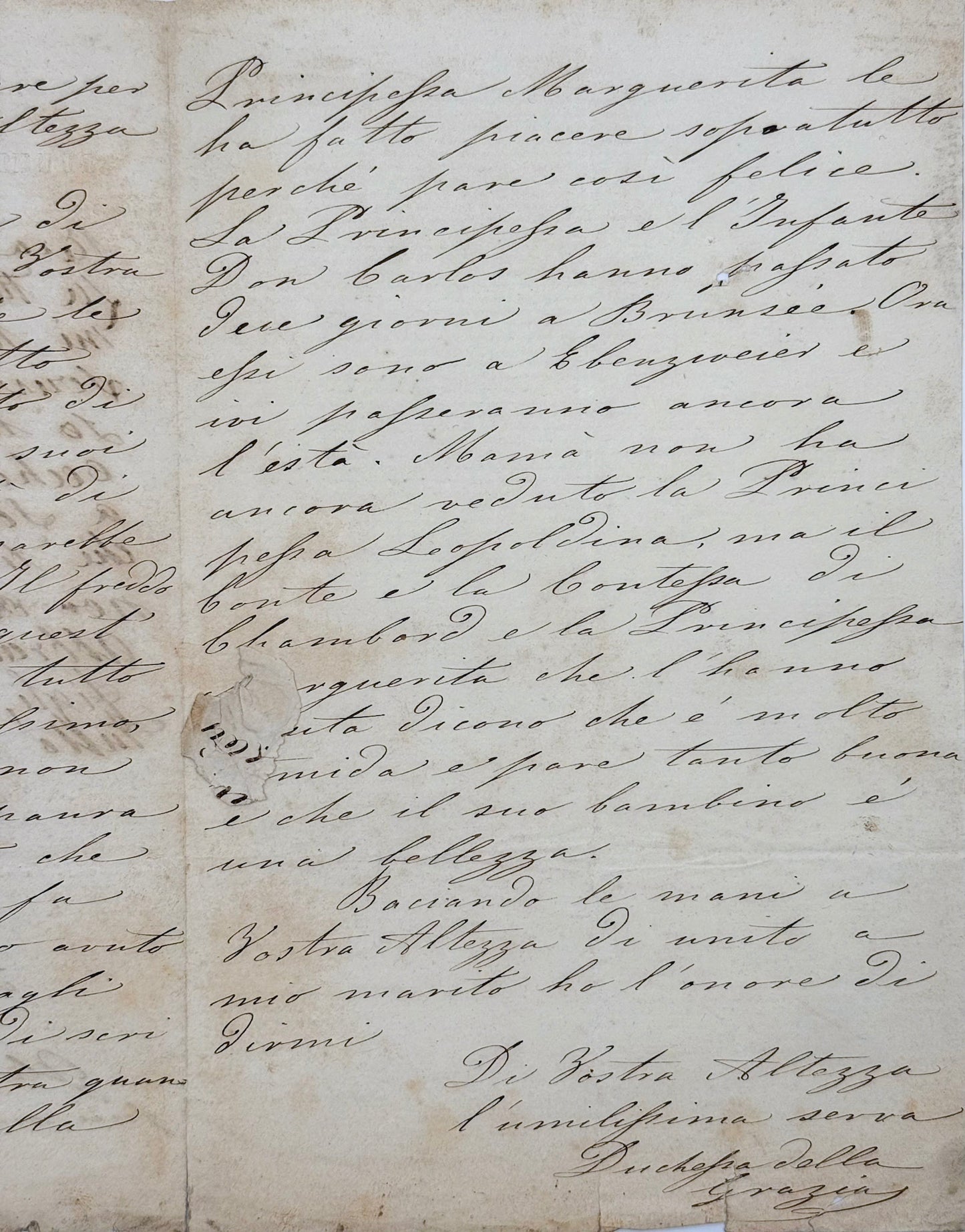 6 autograph letters signed from the Duchess of Berry to Dona Januaria of Braganza