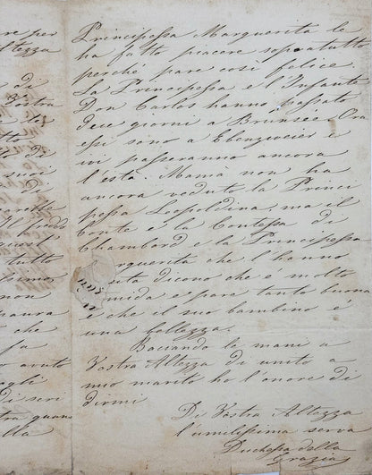 6 autograph letters signed from the Duchess of Berry to Dona Januaria of Braganza