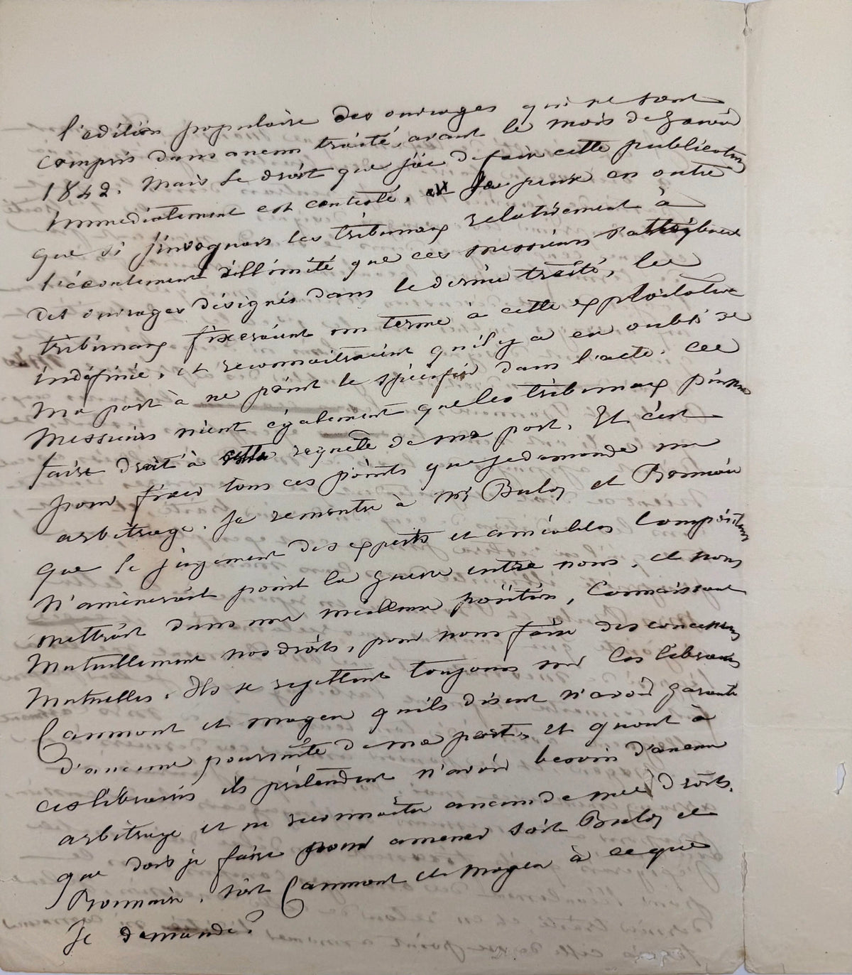 Manuscrit autographe, Sand sur l'édition populaire de ses œuvres