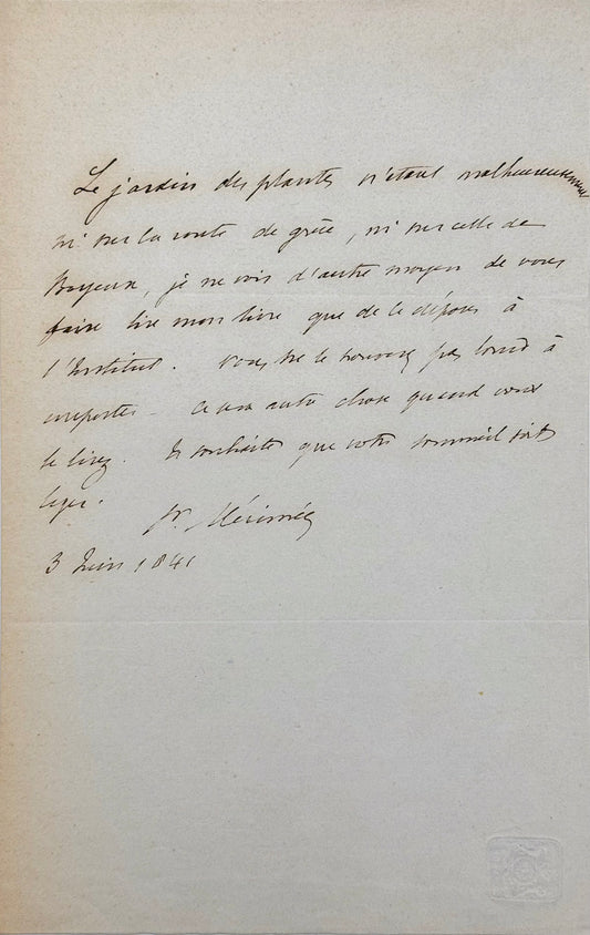Lettre autographe signée, Mérimée