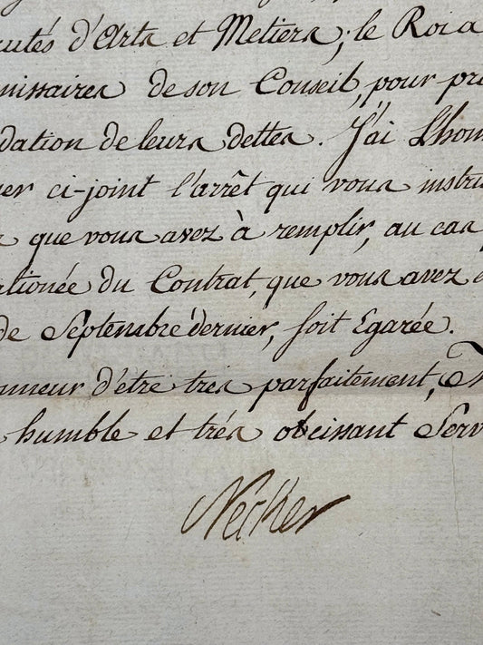 Lettre autographe signée, Necker à Madame de Chantraine