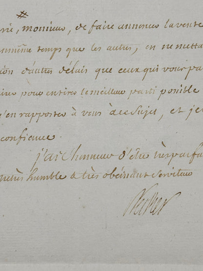 Autograph letter signed, Necker to Mr Mistral