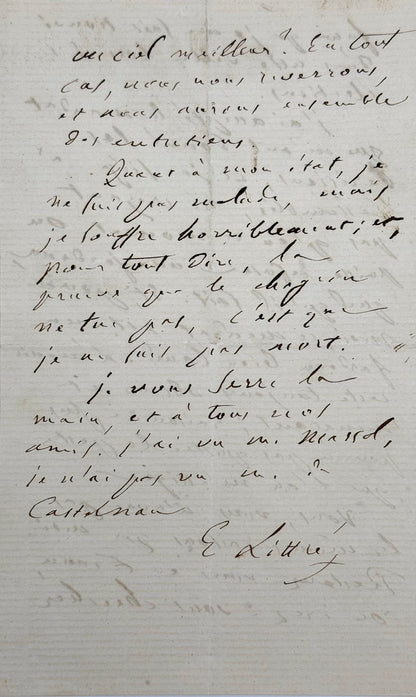 Autograph letter signed, Littré