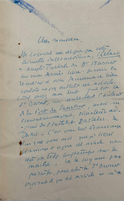 Lettre autographe signée, Montherlant à Léon Breich