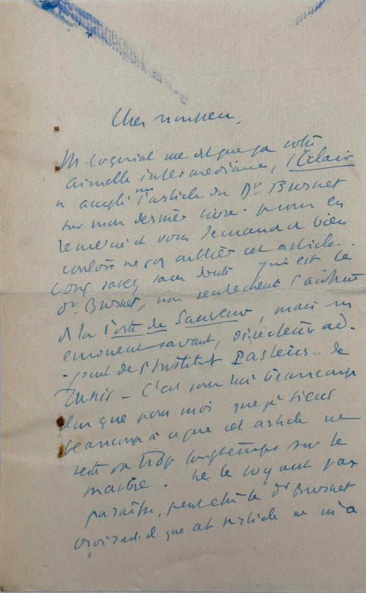 Lettre autographe signée, Montherlant à Léon Breich
