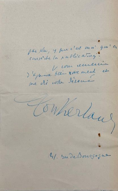 Lettre autographe signée, Montherlant à Léon Breich