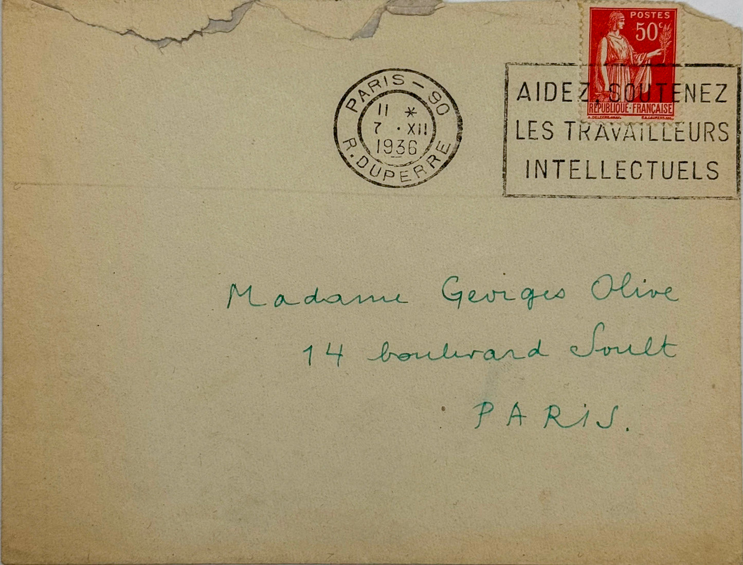Autograph letter signed, Breton to Mrs. Georges Olive
