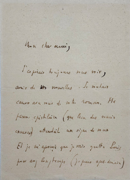 Autograph letter signed, Romains to Maurice Courtois