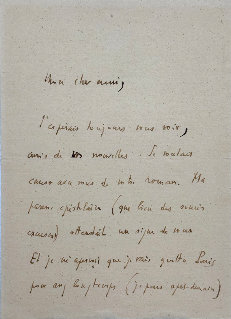Lettre autographe signée, Romains à Maurice Courtois