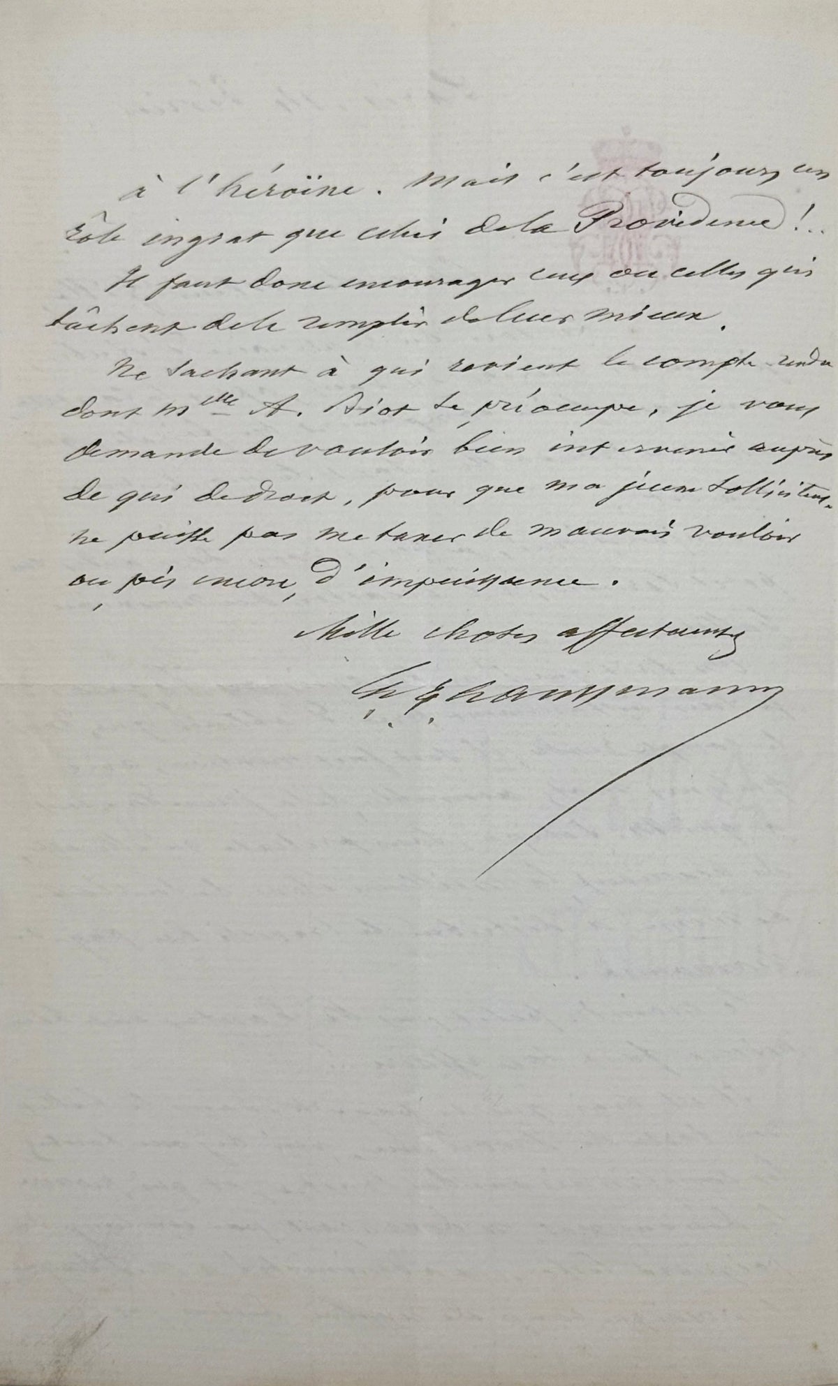 Lettre autographe signée, Haussmann à Philippe Gille