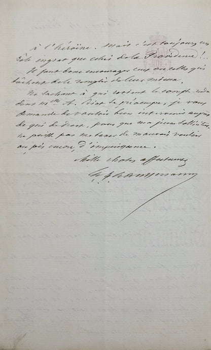 Autograph letter signed, Haussmann to Mr Gille