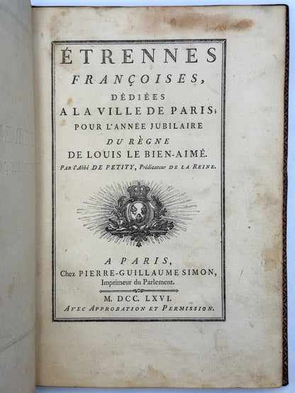 Étrennes françoises, dédiées à la ville de Paris ; pour l'année jubilaire du règne de Louis le Bien-Aimé