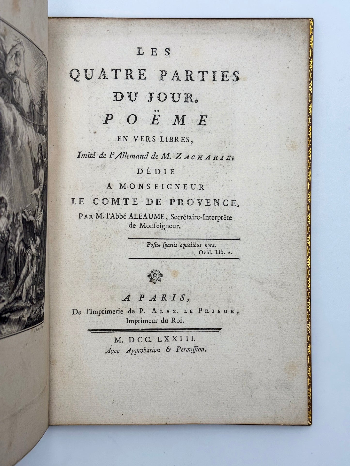 Les quatre parties du jour. Poëme en vers libres, imité de l'Allemand de M. Zacharie