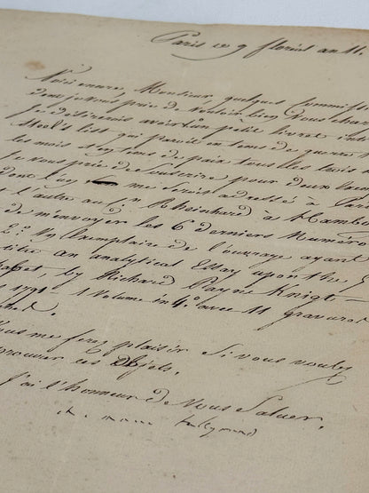 Lettre signée, Talleyrand