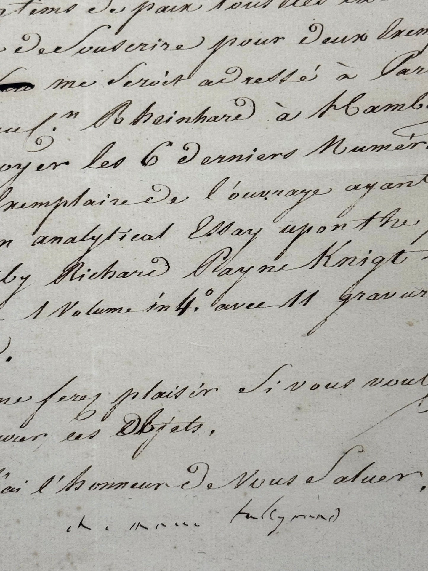 Lettre signée, Talleyrand