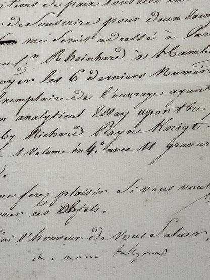 Lettre signée, Talleyrand