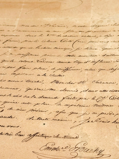 Autograph letter signed, Grouchy to Baron de Sainte-Suzanne