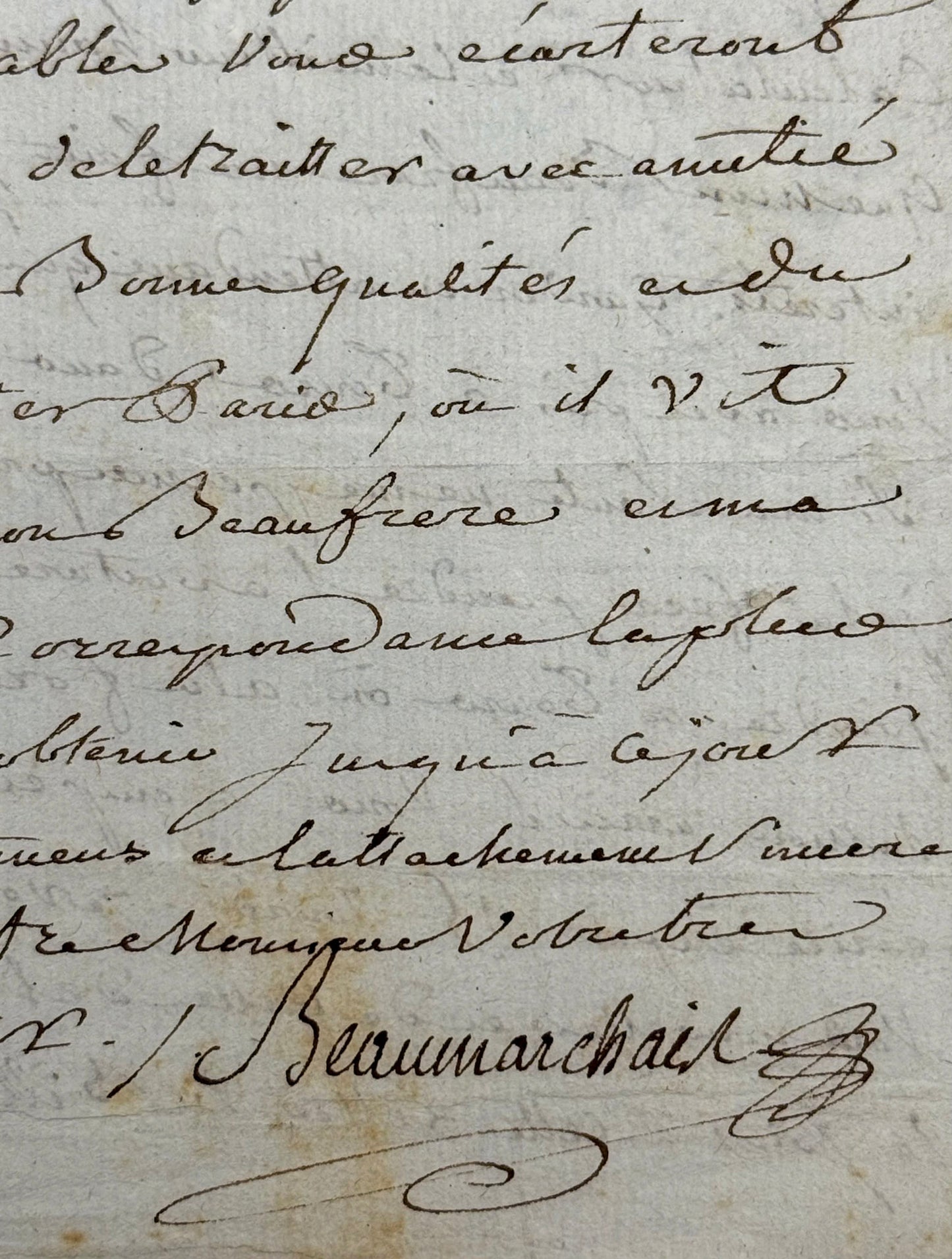 Autograph letter signed, Beaumarchais to Silvestre Airain