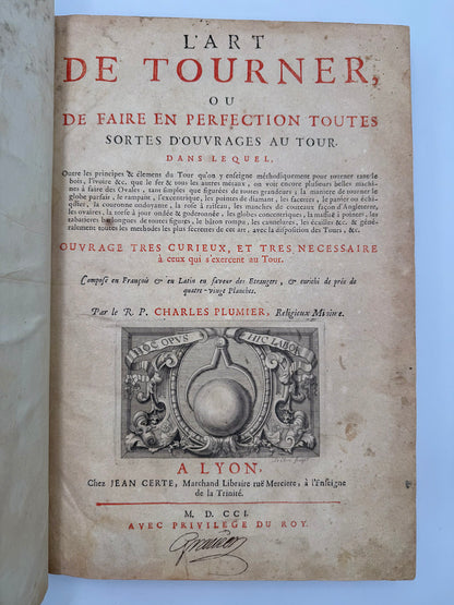 L'Art de tourner [...] & enrichi de prés de quatre-vingt Planches