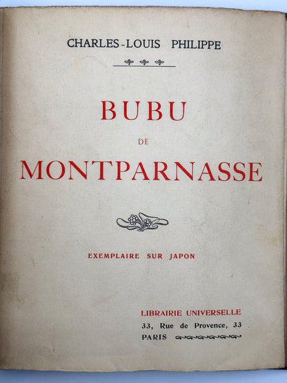 Bubu de Montparnasse. Nouvelle édition illustrée de 90 lithographies de Grandjouan