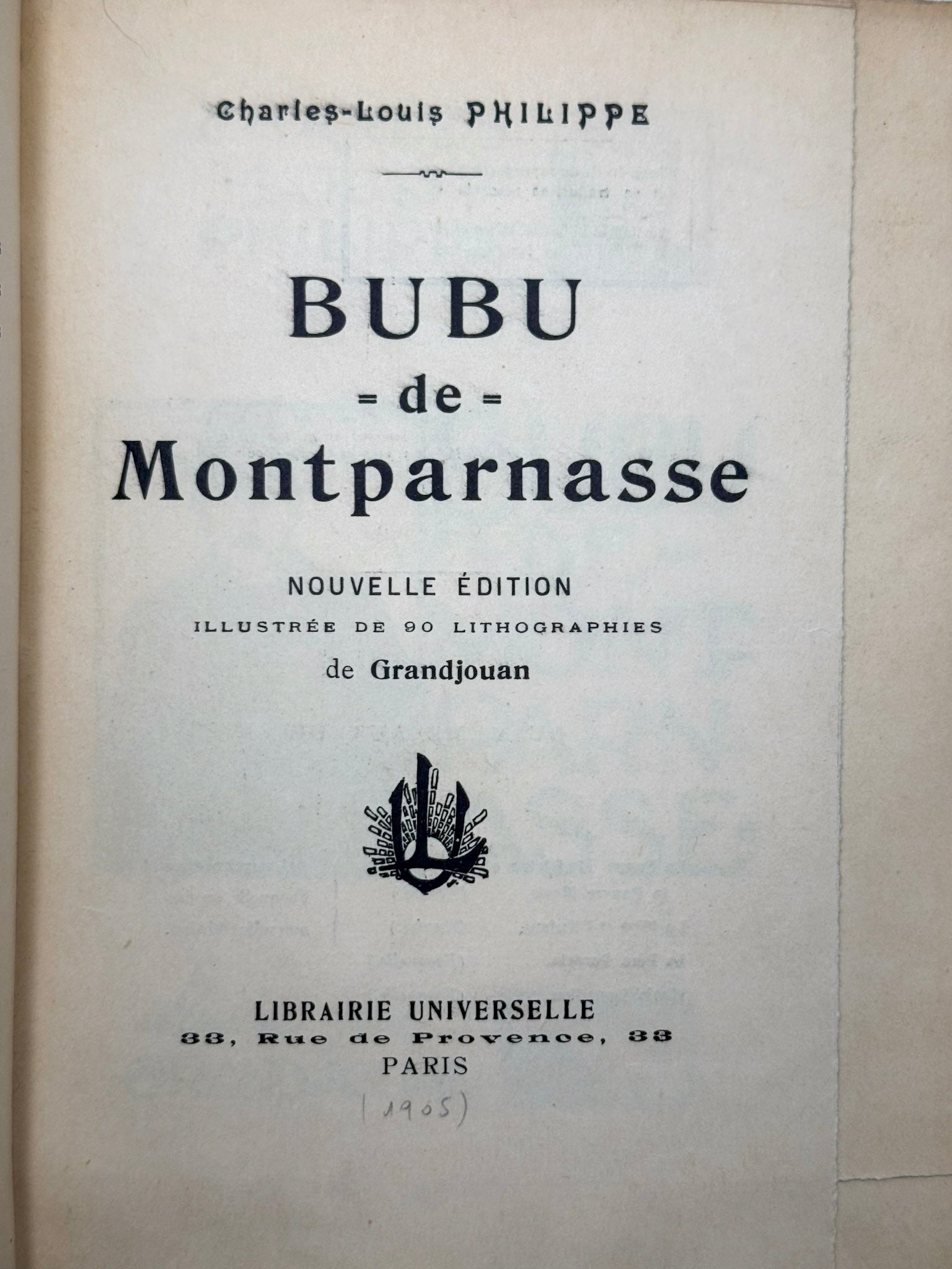 Bubu de Montparnasse. Nouvelle édition illustrée de 90 lithographies de Grandjouan