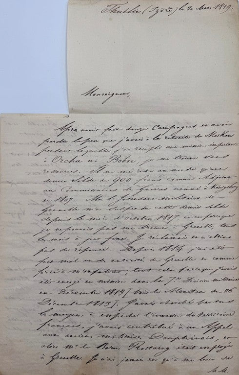 Lettre autographe signée, Stendhal au Maréchal de Gouvion-Saint-Cyr