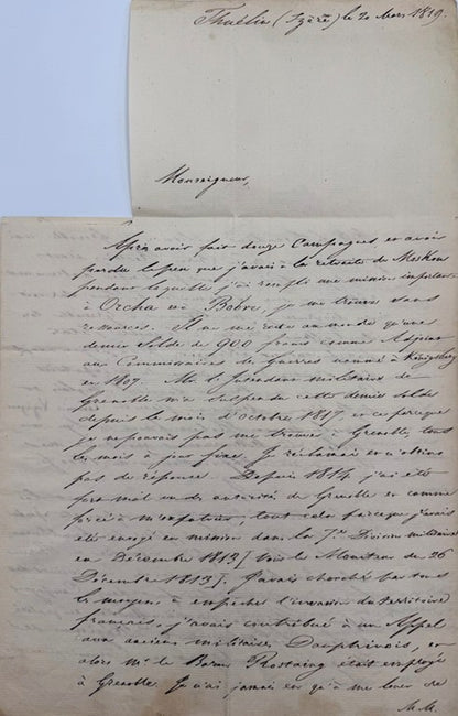 Lettre autographe signée, Stendhal au Maréchal de Gouvion-Saint-Cyr