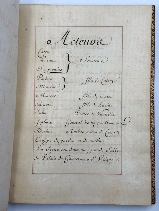 [MANUSCRIT]. Caton, tragédie angloise de Monsieur Addisson traduite en françois.
