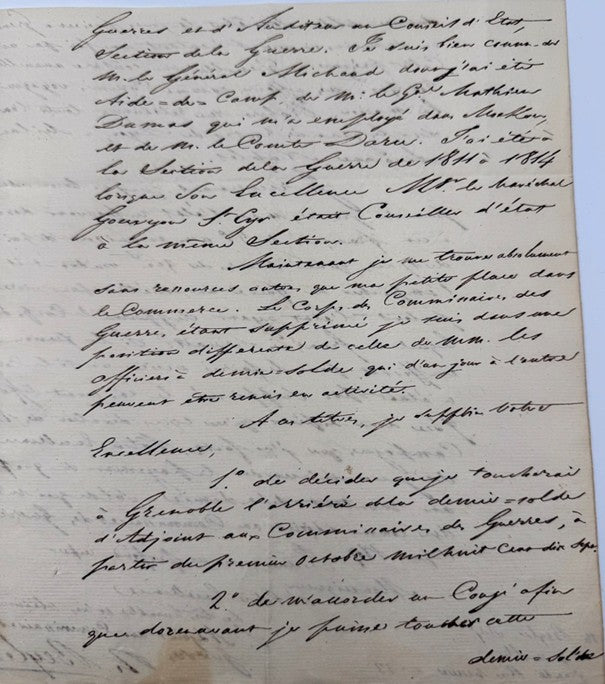 Lettre autographe signée, Stendhal au Maréchal de Gouvion-Saint-Cyr