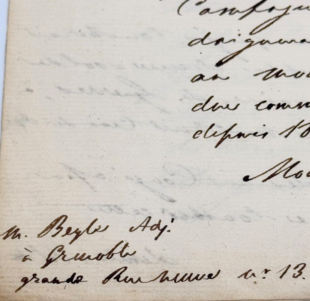 Lettre autographe signée, Stendhal au Maréchal de Gouvion-Saint-Cyr