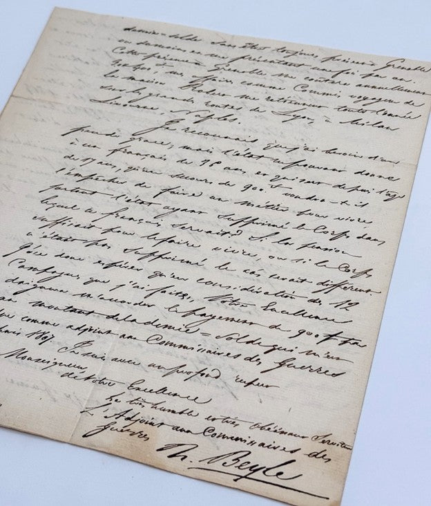 Lettre autographe signée, Stendhal au Maréchal de Gouvion-Saint-Cyr