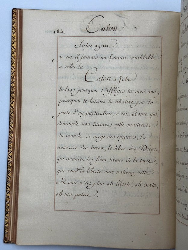[MANUSCRIT]. Caton, tragédie angloise de Monsieur Addisson traduite en françois.