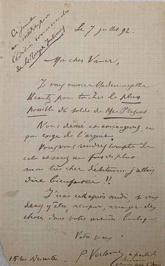 L.A.S. Verlaine à Léon Vanier